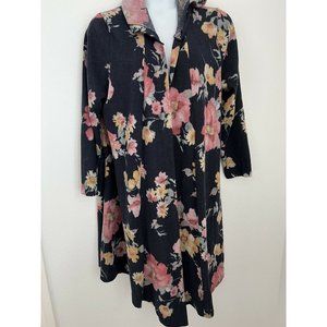 Womens Plus  2X Blue Pink Lightweight Floral Duster Open Cardigan Made In USA